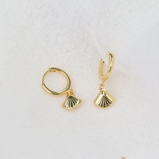 "Lanta" Shell Huggie Earrings 18k Gold Plated Sterling Silver