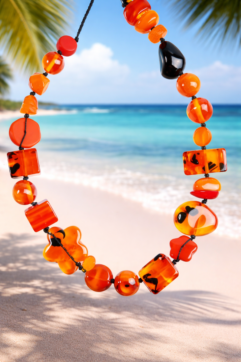 Stunning Orange Indiana Jones Necklace by Jackie Brazil