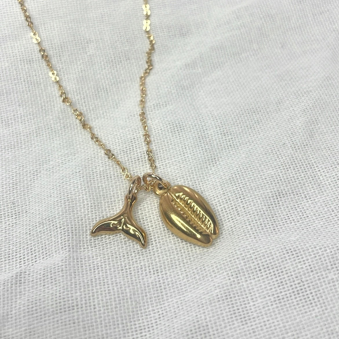 Cowrie with Whale Gold Plated Necklace