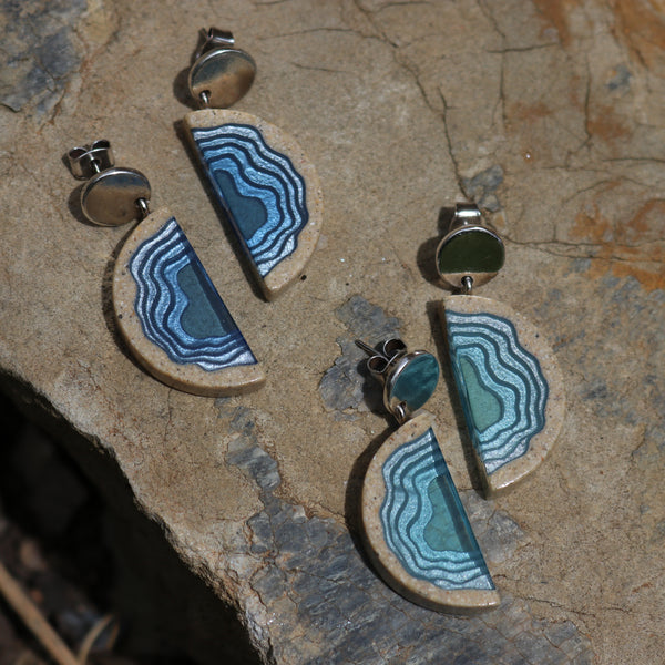 "Inlet" Statement Earrings from the Aqua Collectionn by BoldB