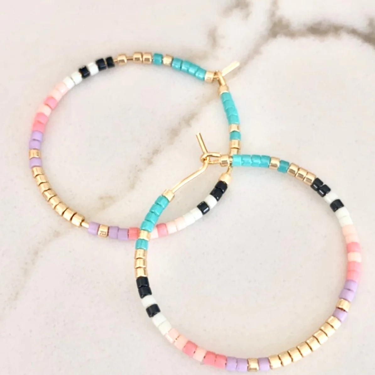 Corsica Sorbet & Turquoise Hoops from Salty Safari