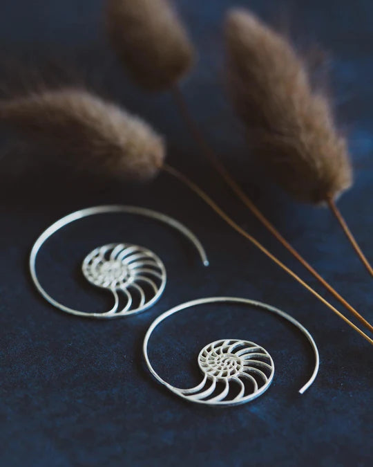 Bohemian Sterling Silver Jewellery - Nautilus Shell Earrings