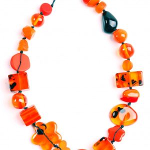 Stunning Orange Indiana Jones Necklace by Jackie Brazil